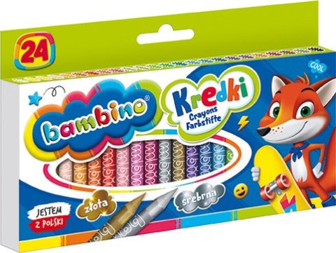 Kredki BAMBINO 24 kolory + temperówka ZWIERZAKI UCZNIAKI do szkoły wyprawka Kredki BAMBINO 24 kolory + temperówka ZWIERZAKI UCZNIAKI do szkoły wyprawka