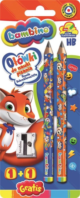 Ołówki trójkątne, jumbo, do nauki 2 sztuki + temperówka HB 1+1 gratis