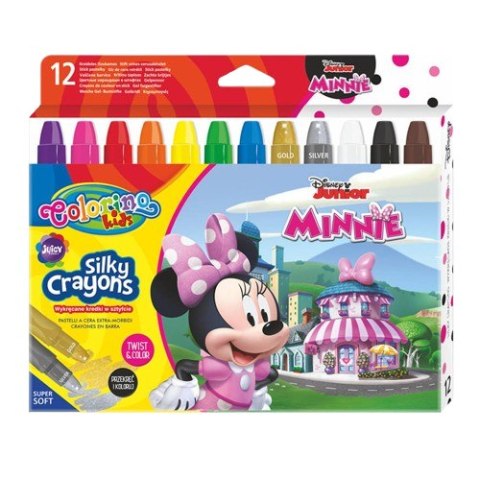 DISNEY COLORINO - KREDKI ŚWIECOWE ŻELOWE WYKRĘCANE W SZTYFCIE 12 KOL MINNIE