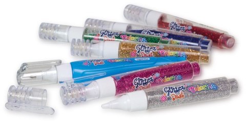 Brokat sypki w proszku + klej do dekoracji colorino klej brokatowy 6 kol Brokat sypki w proszku + klej do dekoracji colorino klej brokatowy 6 kol