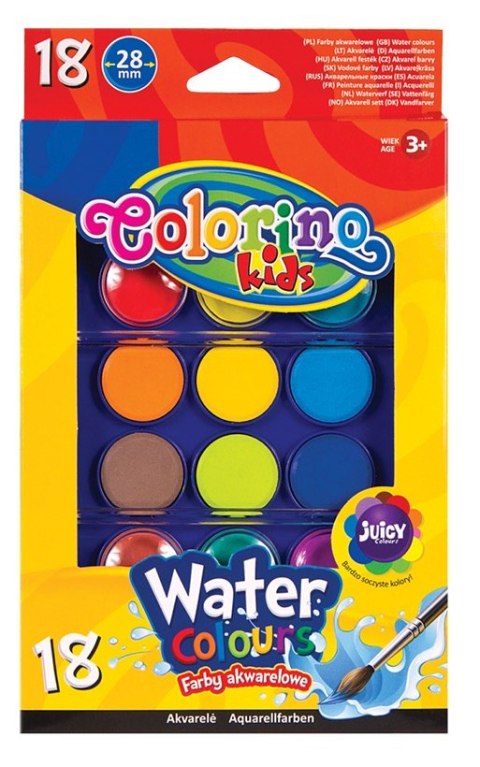 Colorino kids farby akwarelowe duża pastylka 18 kolorów