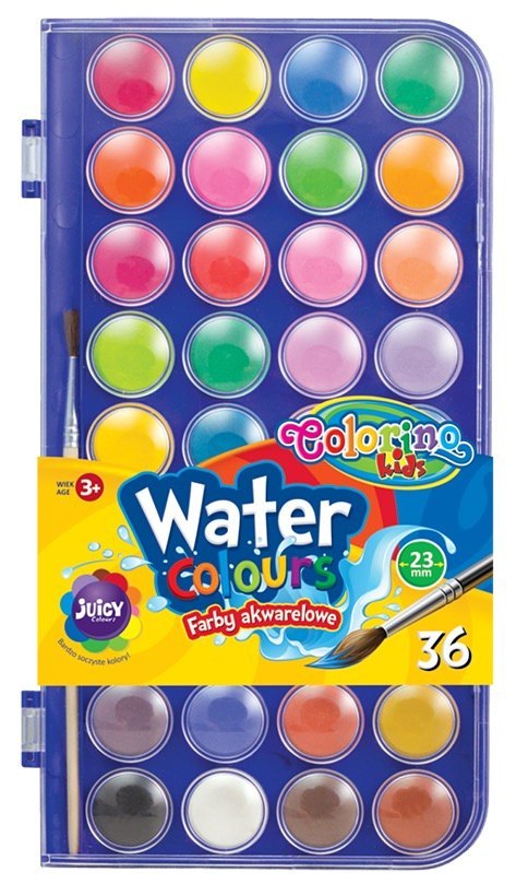 Colorino kids farby akwarelowe mała pastylka 36 kolorów Colorino kids farby akwarelowe mała pastylka 36 kolorów