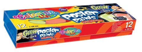 Colorino kids farby plakatowe 20 ml 12 kolorów świecące w ciemności Colorino kids farby plakatowe 20 ml 12 kolorów świecące w ciemności