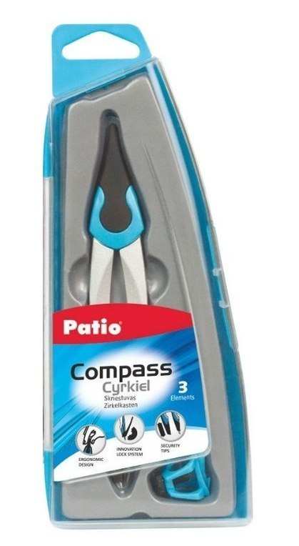 Cyrkiel w plastikowym etui compass zestaw 3 elementowy patio 1szt Cyrkiel w plastikowym etui compass zestaw 3 elementowy patio 1szt