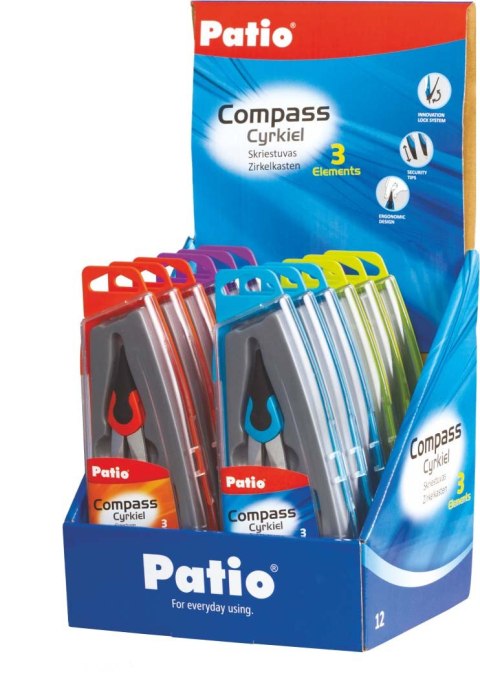 Cyrkiel w plastikowym etui compass zestaw 3 elementowy patio 1szt Cyrkiel w plastikowym etui compass zestaw 3 elementowy patio 1szt