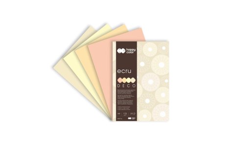 Blok Deco Ecru A4, 170g, 20 ark, 4 kol., Happy Color Blok Deco Ecru A4, 170g, 20 ark, 4 kol., Happy Color