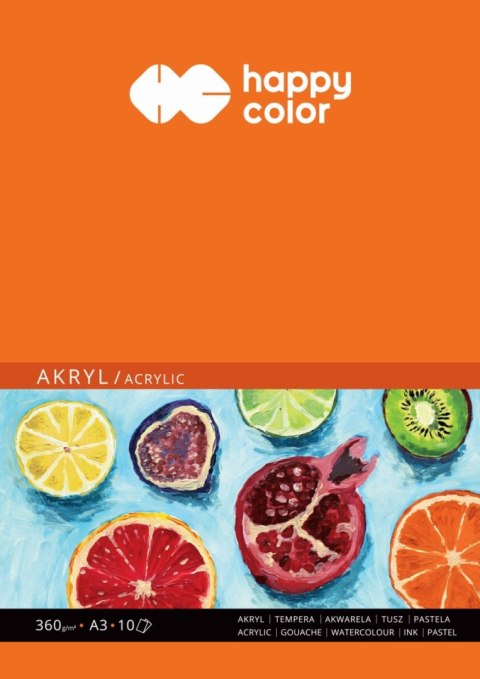 Blok do akrylu, Art., A3, 10 ark, 360g, Happy Color