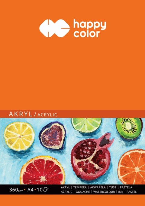 Blok do akrylu, Art., A4, 10 ark, 360g, Happy Color Blok do akrylu, Art., A4, 10 ark, 360g, Happy Color