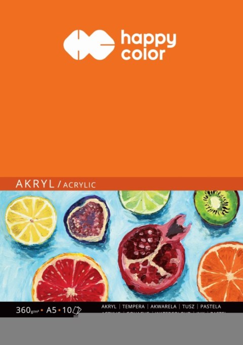 Blok do akrylu Art., A5, 10 ark, 360g, Happy Color Blok do akrylu Art., A5, 10 ark, 360g, Happy Color