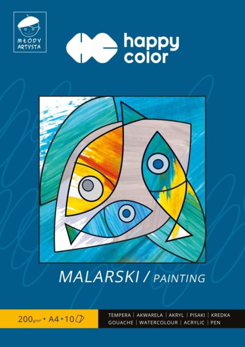 Blok malarski Młody Artysta, A4, 10 ark, 200g, Happy Color Blok malarski Młody Artysta, A4, 10 ark, 200g, Happy Color