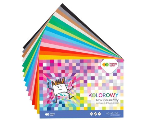 Blok rysunkowy kolorowy A3, 80g, 15 ark, Happy Color Blok rysunkowy kolorowy A3, 80g, 15 ark, Happy Color