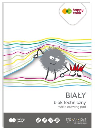 Blok techniczny biały A4, 170g, 10 ark, Happy Color