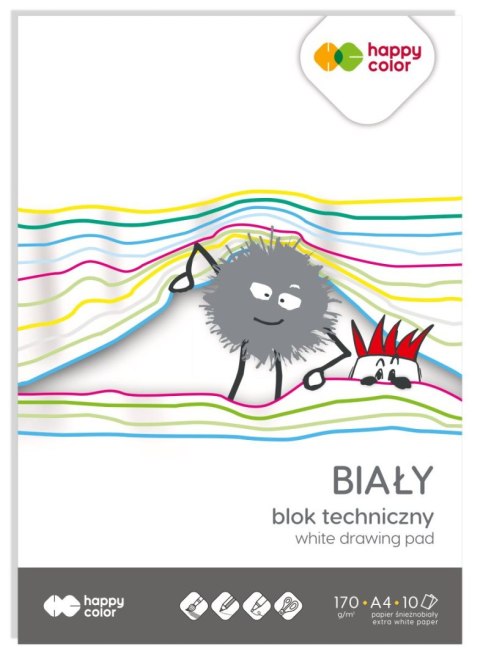 Blok techniczny biały A4, 170g, 10 ark, Happy Color Blok techniczny biały A4, 170g, 10 ark, Happy Color