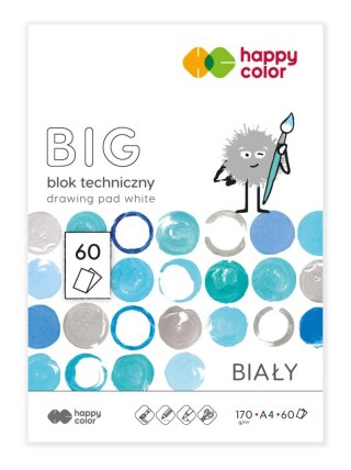 Blok techniczny biały BIG A4, 170g, 60 ark, Happy Color