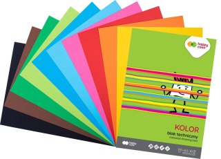 Blok techniczny kolorowy A3, 170g, 10 ark, Happy Color