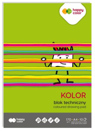 Blok techniczny kolorowy A4, 170g, 10 ark, Happy Color