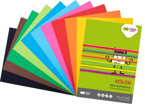 Blok techniczny kolorowy A4, 170g, 10 ark, Happy Color Blok techniczny kolorowy A4, 170g, 10 ark, Happy Color