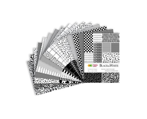Blok z motywami Black&White, 80g/m2, A4, 15 ark, 26 motyw, Happy Color Blok z motywami Black&White, 80g/m2, A4, 15 ark, 26 motyw, Happy Color