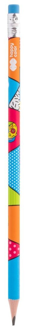 Ołówek trójkątny, z gumką, 2B, POP, Happy Color