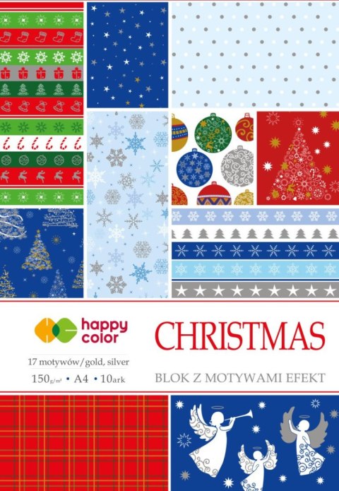Blok CHRISTMAS z efektami, 150 g/m2, A4, 10 ark, 17 motywów, Happy Color Blok CHRISTMAS z efektami, 150 g/m2, A4, 10 ark, 17 motywów, Happy Color