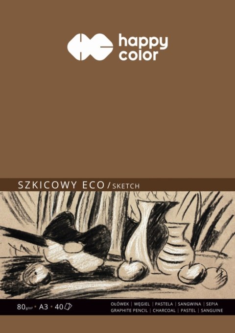 Blok szkicowy ECO, ART, A3, 40 ark, 80g, Happy Color Blok szkicowy ECO, ART, A3, 40 ark, 80g, Happy Color