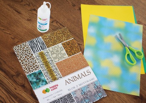 Blok z motywami ANIMALS, 80g/m2, A4, 15+1 ark, 15 motyw, Happy Color Blok z motywami ANIMALS, 80g/m2, A4, 15+1 ark, 15 motyw, Happy Color