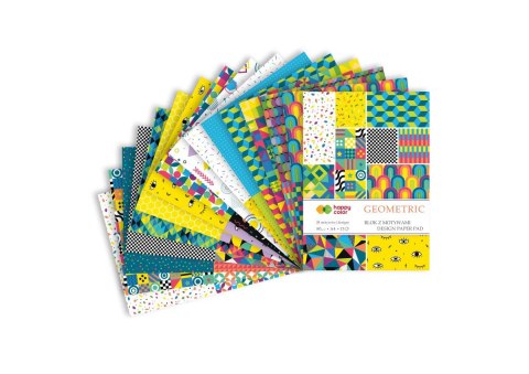 Blok z motywami GEOMETRIC, 80g/m2, A4, 15 ark, 28 motyw, Happy Color Blok z motywami GEOMETRIC, 80g/m2, A4, 15 ark, 28 motyw, Happy Color