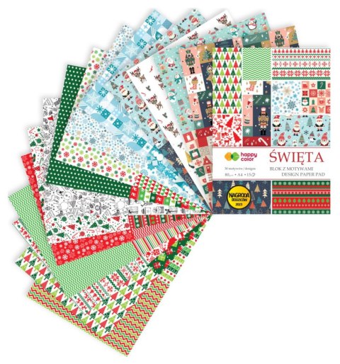 Blok z motywami SWIETA, 80g/m2, A4, 15 ark, 30 motyw, Happy Color Blok z motywami SWIETA, 80g/m2, A4, 15 ark, 30 motyw, Happy Color
