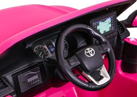 Toyota Hilux na akumulator dla dzieci Różowy + Napęd 4x4 + Pilot + 2 bagażniki + Radio MP3 + LED Toyota Hilux na akumulator dla dzieci Różowy + Napęd 4x4 + Pilot + 2 bagażniki + Radio MP3 + LED
