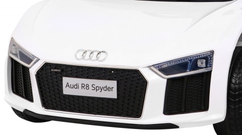 Audi R8 na akumulator dla dzieci Biały + Pilot + EVA + Wolny Start + MP3 LED Audi R8 na akumulator dla dzieci Biały + Pilot + EVA + Wolny Start + MP3 LED