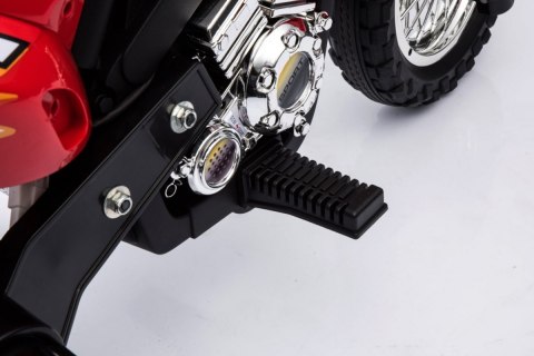 Motorek Cross dla dzieci Pojazd na akumulator Czerwony + Pomocnicze kółka + Dźwięki LED Motorek Cross dla dzieci Pojazd na akumulator Czerwony + Pomocnicze kółka + Dźwięki LED