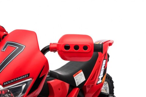 Motorek Cross dla dzieci Pojazd na akumulator Czerwony + Pomocnicze kółka + Dźwięki LED Motorek Cross dla dzieci Pojazd na akumulator Czerwony + Pomocnicze kółka + Dźwięki LED