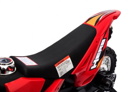 Motorek Cross dla dzieci Pojazd na akumulator Czerwony + Pomocnicze kółka + Dźwięki LED Motorek Cross dla dzieci Pojazd na akumulator Czerwony + Pomocnicze kółka + Dźwięki LED