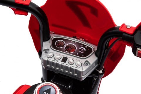 Motorek Cross dla dzieci Pojazd na akumulator Czerwony + Pomocnicze kółka + Dźwięki LED Motorek Cross dla dzieci Pojazd na akumulator Czerwony + Pomocnicze kółka + Dźwięki LED