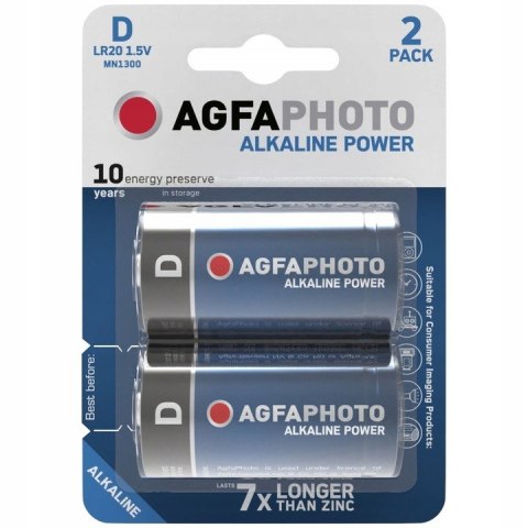2x BATERIA AGFAPHOTO D LR20 R20 1.5V ALKALICZNA 2x BATERIA AGFAPHOTO D LR20 R20 1.5V ALKALICZNA
