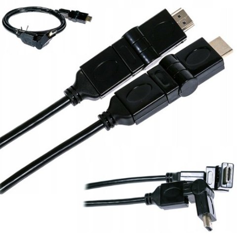 KABEL HDMI REGULOWANE WTYKI KĄTOWE 360 1,5M v1,4 KABEL HDMI REGULOWANE WTYKI KĄTOWE 360 1,5M v1,4