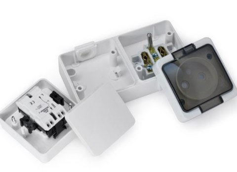 MODUŁ GNIAZDO ELEKTRYCZNE + ŁĄCZNIK NATYNKOWY IP44 MODUŁ GNIAZDO ELEKTRYCZNE + ŁĄCZNIK NATYNKOWY IP44