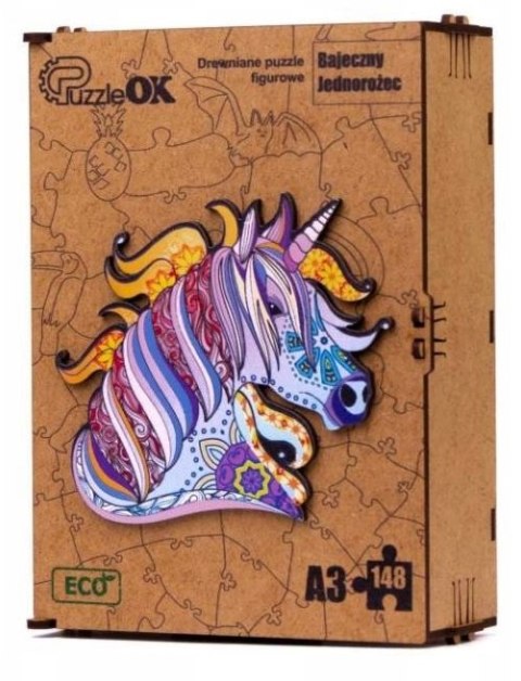 PUZZLE DREWNIANE UKŁADANKA JEDNOROŻEC KUCYK KOLORO PUZZLE DREWNIANE UKŁADANKA JEDNOROŻEC KUCYK KOLORO