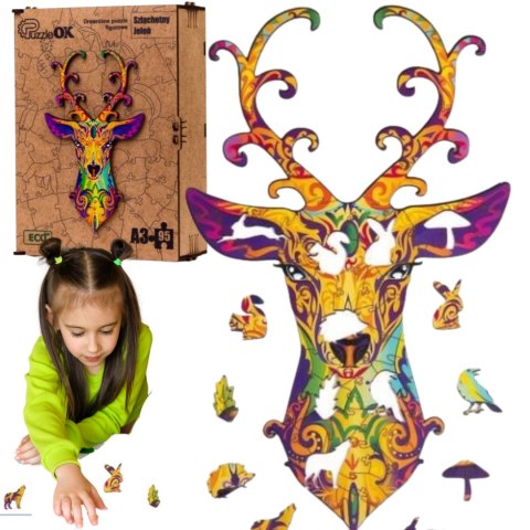 PUZZLE DREWNIANE UKŁADANKA JELEŃ DZIKIE ZWIERZĘ PUZZLE DREWNIANE UKŁADANKA JELEŃ DZIKIE ZWIERZĘ
