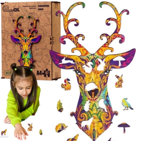 PUZZLE DREWNIANE UKŁADANKA JELEŃ DZIKIE ZWIERZĘ PUZZLE DREWNIANE UKŁADANKA JELEŃ DZIKIE ZWIERZĘ