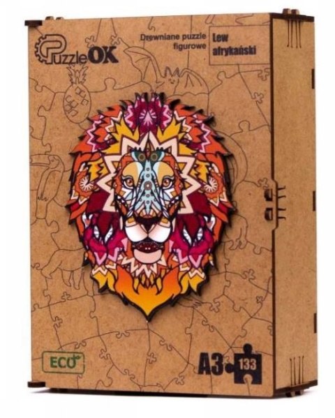 PUZZLE DREWNIANE UKŁADANKA LEW KOT AFRYKAŃSKI PUZZLE DREWNIANE UKŁADANKA LEW KOT AFRYKAŃSKI