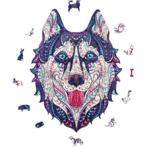 PUZZLE DREWNIANE UKŁADANKA HUSKY ŚNIEŹNY PIES PUZZLE DREWNIANE UKŁADANKA HUSKY ŚNIEŹNY PIES