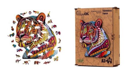PUZZLE DREWNIANE UKŁADANKA TAJEMNICZY TYGRYS KOT PUZZLE DREWNIANE UKŁADANKA TAJEMNICZY TYGRYS KOT