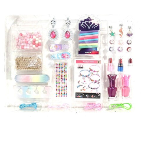 ZESTAW DO ROBIENIA BIŻUTERII BRANSOLETEK DIY KORALIKI CHARMS MAKEUP LAKIERY