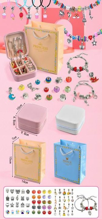 Zestaw Do Robienia Biżuterii Bransoletek DIY Charms Beads Koraliki Prezent Zestaw Do Robienia Biżuterii Bransoletek DIY Charms Beads Koraliki Prezent