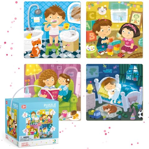 PUZZLE 4w1 MÓJ DZIEŃ CODZIENNE RYTUAŁY 4 KOLOROWE UKŁADANKI DLA DZIECI PUZZLE 4w1 MÓJ DZIEŃ CODZIENNE RYTUAŁY 4 KOLOROWE UKŁADANKI DLA DZIECI