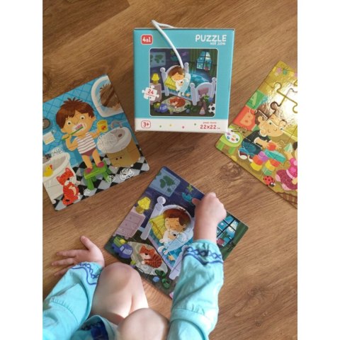 PUZZLE 4w1 MÓJ DZIEŃ CODZIENNE RYTUAŁY 4 KOLOROWE UKŁADANKI DLA DZIECI PUZZLE 4w1 MÓJ DZIEŃ CODZIENNE RYTUAŁY 4 KOLOROWE UKŁADANKI DLA DZIECI