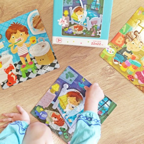 PUZZLE 4w1 MÓJ DZIEŃ CODZIENNE RYTUAŁY 4 KOLOROWE UKŁADANKI DLA DZIECI PUZZLE 4w1 MÓJ DZIEŃ CODZIENNE RYTUAŁY 4 KOLOROWE UKŁADANKI DLA DZIECI
