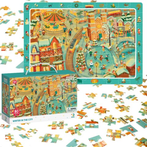 PUZZLE OBSERWACYJNE ZIMA W MIEŚCIE 80 ELEMENTOW DO UŁOŻENIA DLA DZIECI PUZZLE OBSERWACYJNE ZIMA W MIEŚCIE 80 ELEMENTOW DO UŁOŻENIA DLA DZIECI