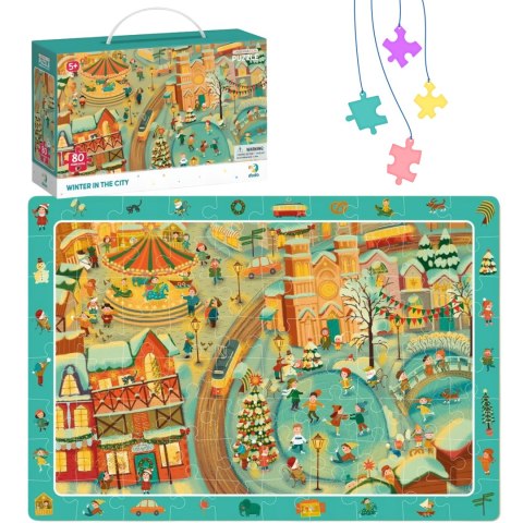 PUZZLE OBSERWACYJNE ZIMA W MIEŚCIE 80 ELEMENTOW DO UŁOŻENIA DLA DZIECI PUZZLE OBSERWACYJNE ZIMA W MIEŚCIE 80 ELEMENTOW DO UŁOŻENIA DLA DZIECI